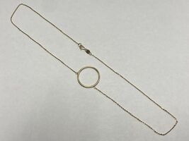 Yellow Gold 14K Chain Necklace With Circle Hoop On It PPSD
