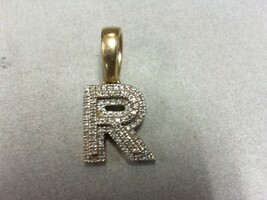 R Pendant w Diamonds -  YG - 10K - PPSKN
