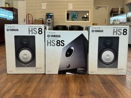 Yamaha HS8 Powered 8 Inch Studio Monitor Pair w/ Powered HS 8S Series Subwoofer