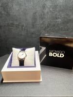 Movado Museum Silver Dial Black Leather Strap Watch For Women   LS(328357)