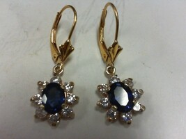 Sapphire & Diamond Lever Back Earrings - 14K