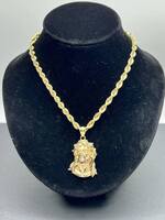 18" 10K Gold Rope with Jesus Pendant  LS(328560) 