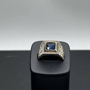 14K Gold Mens Ring with Blue Stone Size 12   LS(328714) 