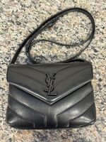 YSL LouLou Shoulder Bag Matelasse Chevron Leather Toy Black Strap - VWG 329795