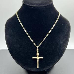 18" 10K Gold Chain with Crucifix Pendant  LS(330021) 