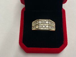 10K Yellow Gold Ring With Two Rows Of Diamonds Size 10 PPSDM