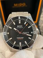 Mido Automatic Day Date Ocean Star Sapphire Crystal Diver Watch Quick Adjustment