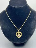 20" 14K Rope Necklace with Heart Pendant  LS(330639) 