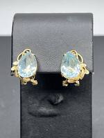 14K Gold Earrings with Topaz Stone    LS(330641) 