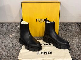 Fendi Force Ridged Chelsea Black Boots Size 40 Used Box Dust Bag - VWG 330647