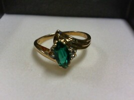Emerald & Diamond Ring - YG -Sz 7 - 10K - PPSKN