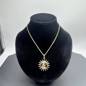 24" 14K Gold Snake Chain with Sun Pendant   LS(331056) 
