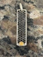 Sterling Silver Pendant Black Gemstones .925 / 18KT Yellow Gold Accent 331523