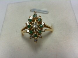 Diamond & Emerald Ring - YG - Sz 7 - 14K - PPSKN