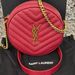 YSL Yves Saint Laurent Camera Bag Red Round Quilted Leather VWG 334232