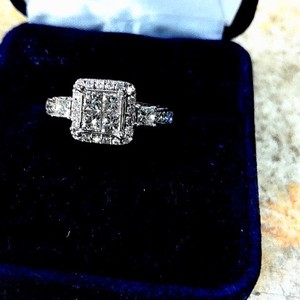 10k white gold diamond mill grain ring