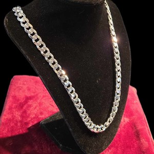 White Silver Curb Necklace 68.6g/0.925% 22"