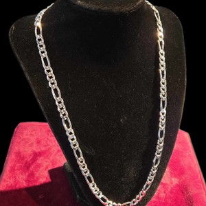 White Silver Figaro Chain 38.32g/0.925% 22"
