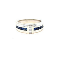  10kt White Gold Diamond and Sapphire Ring