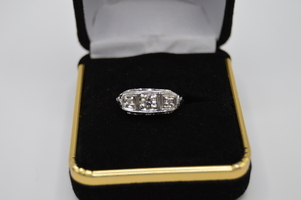 10kt White Gold Ring with 3 diamonds ONLY 299.00!! Very Unique