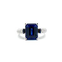  14k Diamond and Lab-Grown Blue Sapphire Cocktail Ring